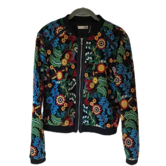 🎉HP🎉Gaby & Eden Foral Embroidered Bomber Jacket - Picture 1 of 7